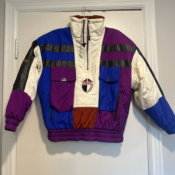 VTG  80s/90s Head Sportswear Ski Jacket Womens Sz10 Rainbow Color Block Pullover - Picture 1 of 16